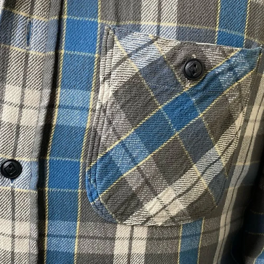 Polo Ralph Lauren Gray & Blue Plaid Cotton Flannel Button Up Shirt